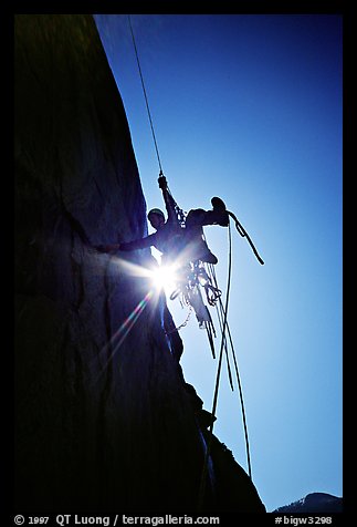 Climbing Zodiac in the sun. El Capitan, Yosemite, California