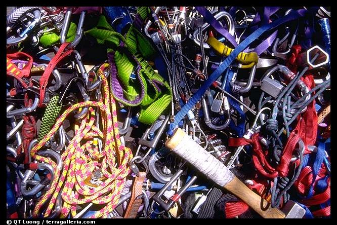 Big wall gear used to climb Zodiac. El Capitan, Yosemite, California