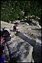 After two traverses, the wide Stoveleg Cracks. El Capitan, Yosemite, California ( color)