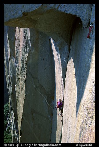 The roof pitch, easier than it looks. El Capitan, Yosemite, California (color)