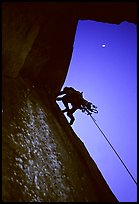 At dusk, the pitch before the final overhang. That's it ?. El Capitan, Yosemite, California