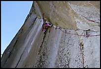 On lead on the Traverse pitch. El Capitan, Yosemite, California (color)