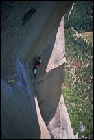 On beley on the Traverse pitch. El Capitan, Yosemite, California ( color)