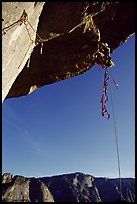 Climbing up the roof pitch. El Capitan, Yosemite, California ( color)