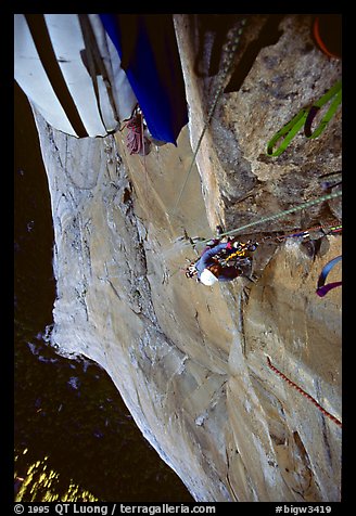 Jugging up again the roof pitch. El Capitan, Yosemite, California