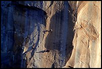 Tuan and Yves on  the Triple Cracks, the crux of the route. El Capitan, Yosemite, California (color)