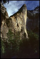 The constantly overhanging profile of the West Face. Leaning Tower, Yosemite, California (color)