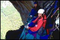 After more night climbing, we try to get some rest. Leaning Tower, Yosemite, California (color)