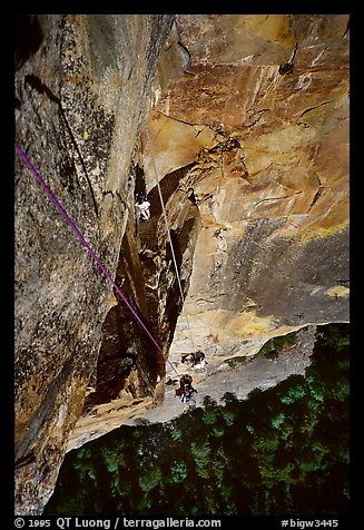 Hanging in free space. Leaning Tower, Yosemite, California