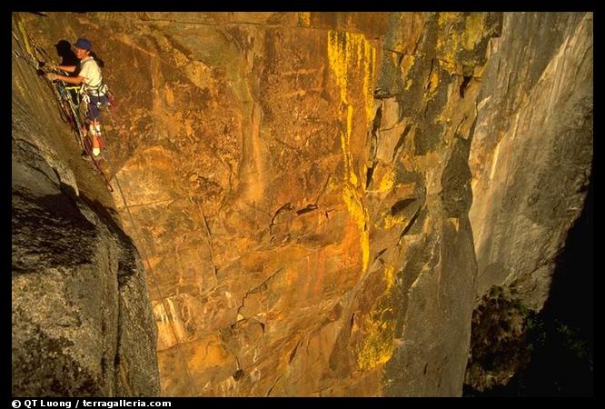 Cleaning the final pitch. Leaning Tower, Yosemite, California