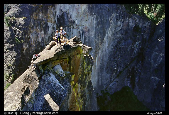 After the three-day epic, the summit. Leaning Tower, Yosemite, California (color)