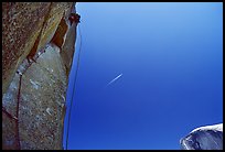 Leading the long 6th pitch. Washington Column, Yosemite, California