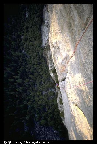 The South Face: Frank on the nut pitch. Washington Column, Yosemite, California (color)