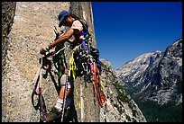 Leading the long 6th pitch. Washington Column, Yosemite, California (color)