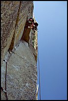 Leading the long 6th pitch. Washington Column, Yosemite, California