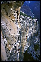 Tom McMillan and Valerio Folco on the last pitch. El Capitan, Yosemite, California