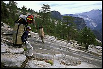 Taking a break while going down the east ledges. El Capitan, Yosemite, California ( color)