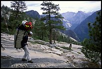 Going down the east ledges. El Capitan, Yosemite, California