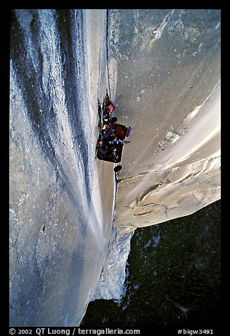 Portaledge bivy on the Dihedral wall. Yosemite, California (color)