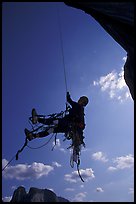 Going up the fixed rope, first pitch. El Capitan, Yosemite, California