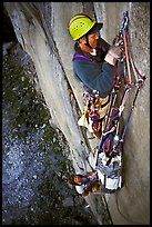 Traffic jam on the fixed pitches. El Capitan, Yosemite, California ( color)