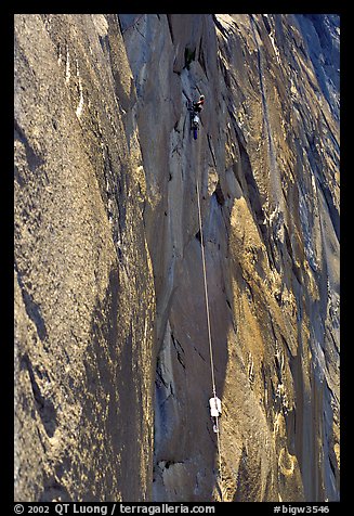Hauling on  Mescalito, El Capitan. Yosemite, California (color)