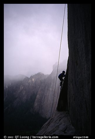 During a stormy day on an attempt  on  Mescalito, El Capitan. Yosemite, California