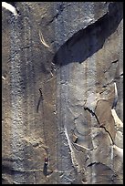 Party on  the Triple Cracks, the crux of the route. El Capitan, Yosemite, California ( color)