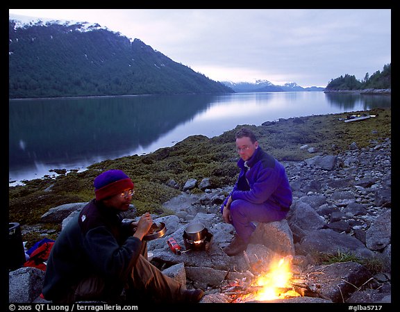 Campfire in Charpentier Inlet. Glacier Bay National Park, Alaska