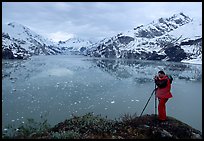 Photographing John Hopkins Inlet. Glacier Bay National Park, Alaska (color)
