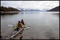 Kayakers land in Hugh Miller Inlet. Glacier Bay National Park, Alaska