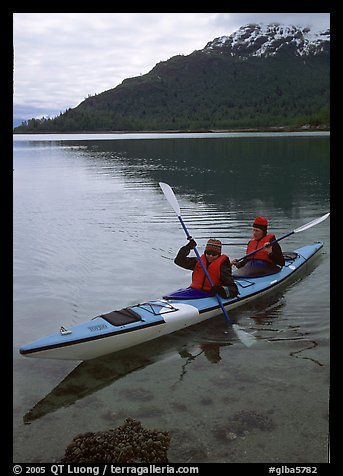 Kayakers in Hugh Miller Inlet. Glacier Bay National Park, Alaska