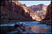 Raft dropping into rapids, Marble Canyon. Grand Canyon National Park, Arizona
