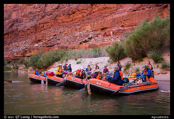 Beached rafts, Marble Canyon. Grand Canyon National Park, Arizona