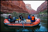 Oar raft in Marble Canyon, early morning. Grand Canyon National Park, Arizona