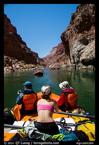 Rafting calm stretch of Colorado River. Grand Canyon National Park, Arizona (color)