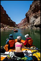 Rafting calm stretch of Colorado River. Grand Canyon National Park, Arizona