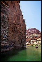 redwall limestone cliff dropping straight into Colorado River. Grand Canyon National Park, Arizona