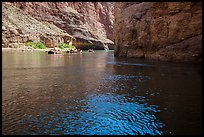 Rafts and Redwall limestone canyon walls in Marble Canyon. Grand Canyon National Park, Arizona ( color)