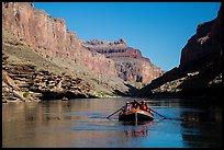 Raft in blue Colorado River. Grand Canyon National Park, Arizona ( color)