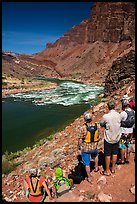 River guides survey Hance Rapids. Grand Canyon National Park, Arizona