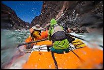 Water splash in rapid on oar-powered raft. Grand Canyon National Park, Arizona ( color)