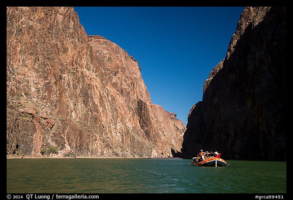 Raft in Granite Gorge. Grand Canyon National Park, Arizona (color)