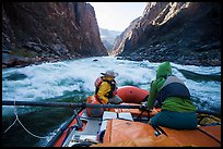 Raft entering Horn Creek Rapids. Grand Canyon National Park, Arizona