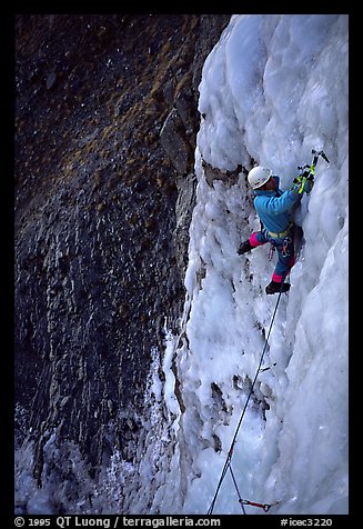 Philippe leads in the Bourdoux falls. Alps, France (color)