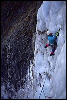 Philippe leads in the Bourdoux falls. Alps, France (color)