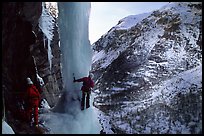 Base of free standing column of Viollins Falls, Fressinieres. Alps, France ( color)