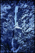 This line has two parts quite distinct in character: the first includes a pitch whose base looked very sketchy from the road, and the chimney, of which the inside was not visible. The second is the partially free-standing huge column, which is visibly very steep, sustained, and complex. Lilloet, British Columbia, Canada ( color)