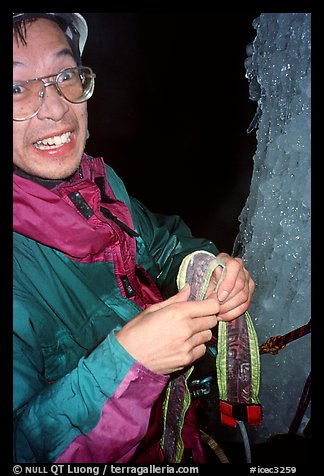 Having finished this crux pitch, It is now dark, but I feel very excited of being only one pitch away from completing the project. Lilloet, British Columbia, Canada (color)