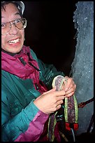 Having finished this crux pitch, It is now dark, but I feel very excited of being only one pitch away from completing the project. Lilloet, British Columbia, Canada ( color)